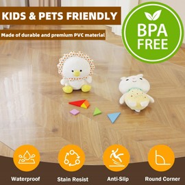 Royhom Clear Chair mat for Hardwood Floor 36 x 48 Inches, Clear Floor Mat for Rolling Chairs, Desk Hard Floor Chair Mat, Waterproof Rectangle Floor Protector Pad (3x4 ft, Transparent)