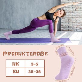 Utensilsto 6 Pairs Pilates Socks Stopper Socks Women's 35-38 Yoga Socks Non-Slip Grip Socks Non-Slip Women's Socks for Pilates Barre Ballet Dance Trampoline, White, Black, Gary, Pink, Purple, 35 - 38
