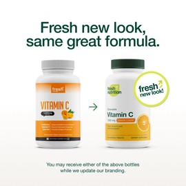 Fresh Nutrition Vitamin C Chewables - Powerful 1500mg Per Day Immune Support - All Natural Tasty VIT C Supplement - Vegan Friendly, Non-GMO, Gluten & Soy Free - 90 Chewable Tablets