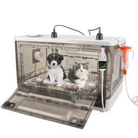 HKDQ Puppy Incubator with Heating - Puppy Incubator,Fan Ventilation Circulation Design,Kitten Incubator,Incubator for Puppies with Puppy Heating Mat (85L)