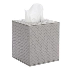OGANAZI Leather Tissue Box Holder Square Tissue Box Cover with Magnetic Bottom Decorative Tissue Storage Organizer Tissue Paper Box Napkin Holder Dispenser for Home Office Restaurant Car, Grey