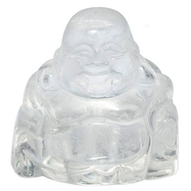 Nupuyai Rock Crystal Laughing Buddha Figurine Gemstone Crystal Lucky Buddha Healing Stone Feng Shui Decoration