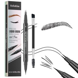 Eyebrow Pencil Black, Brow Pen with 2 Fork Tip and Precise Brush-Tip Creating Natural Hair-Like Brows, Waterproof Eyebrow Pen with Long-lasting Effect