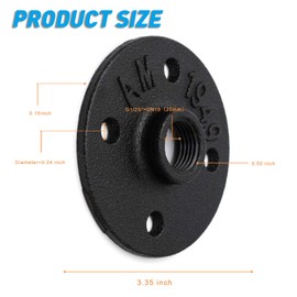 3/4" Black Painted Floor Flange, Home TZH 20 Pack 4 Bolts Iron Pipe Flange with Threaded Hole for Industrial vintage style for DIY Project/Furniture/Shelving Decoration (20, 3/4 Inch Black)