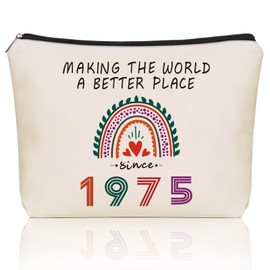 Girlly Happy 50th Birthday Gifts Women Makeup Bag: Cute Travel Cosmetic & Toiletry Pouch For Her, Mom, Wife, Sister, Aunts, Girlfriends. Anniversary 50 Old Year Decorations Gift For Mothers Day.