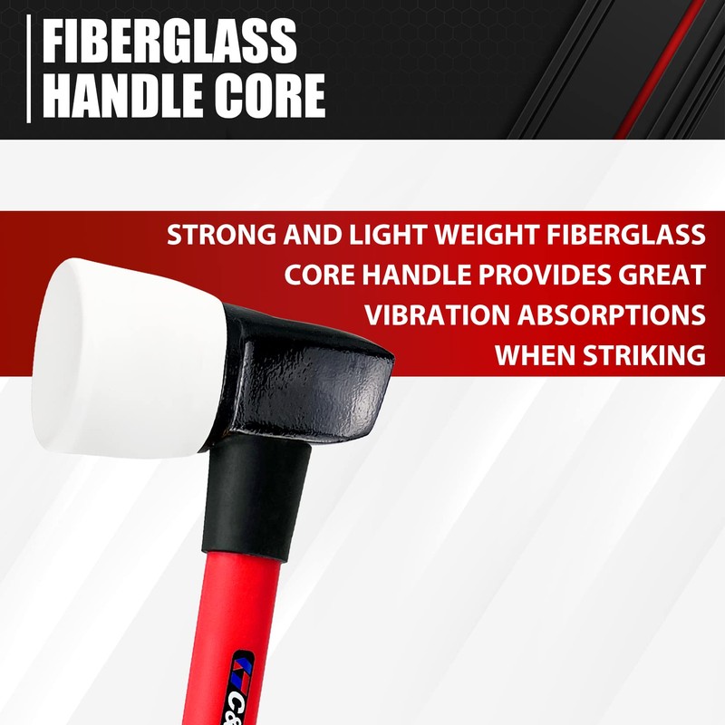 C&T White Rubber Flooring Mallet with Replaceable Head,Non-Marring Head, Fiberglass