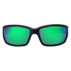 Hornz HZ Series Superfit - Premium Polarized Sunglasses Sunglasses for Men – Full Frame Strong Arms – Matte Black Frame – Emerald Green Mirror Lens
