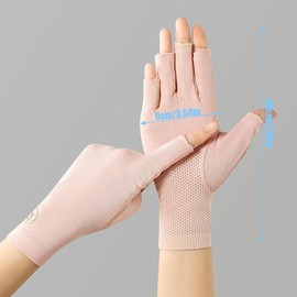 OTKARXUS 1 Pair Summer Driving Gloves with UV Protection for Women, Non-Slip Sun Protection Gloves for Gel Nails, Riding, Cycling, Hiking, Fishing, Outdoor Activities, Light Pink, One Size