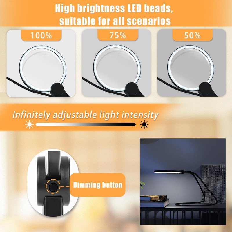 5X Large Hands Free Magnifying Glass for Reading, Flexible Gooseneck