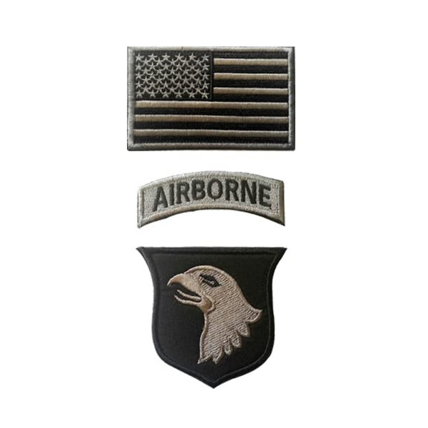 2pcs USA Flag + 101 Airborne Division Embroidery Patch Military