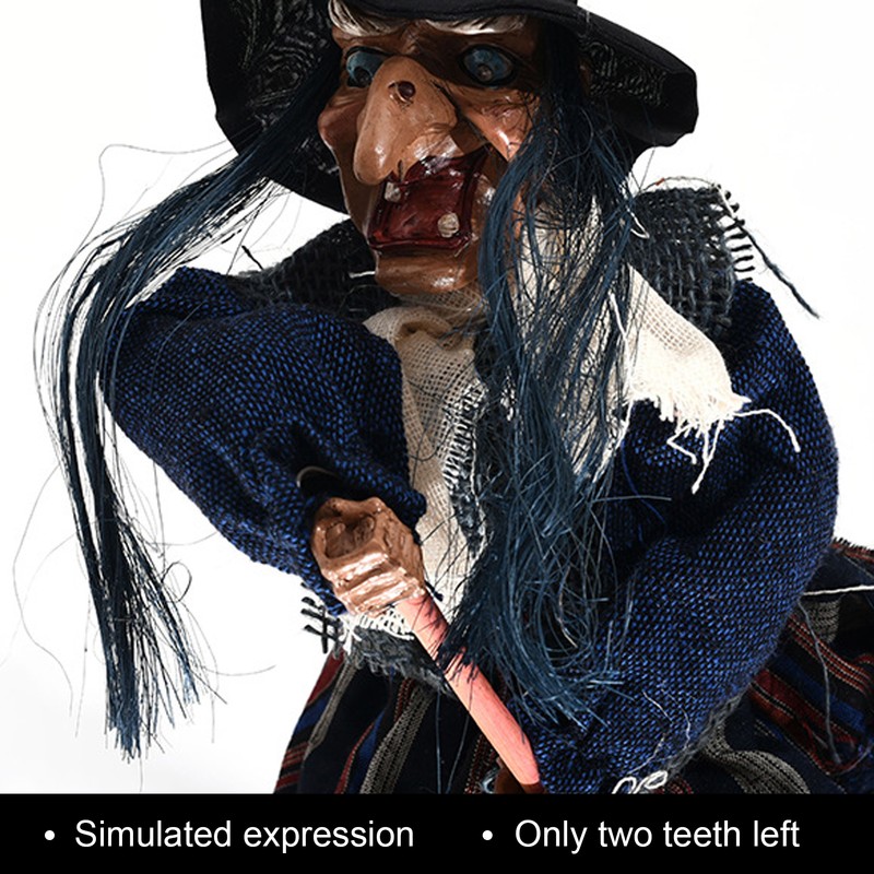Blue Hanging Horror Witch Decorative Voice Control Hanging Prop Decoration