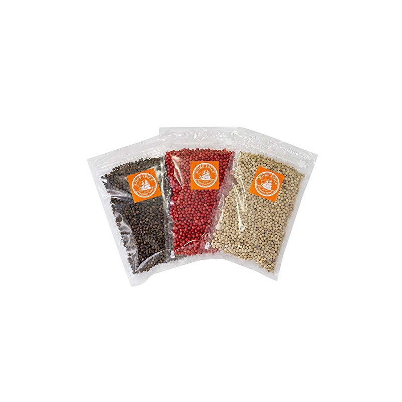 Kobe Spice Pepper 3 Piece Set, Black Pepper and White