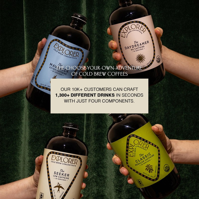 Explorer Cold Brew Organic Liquid Coffee Concentrate, Daydreamer Decaf, Drink