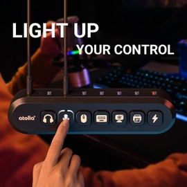 atolla Hub USB, 7 Puertos Multi USB 3.0 Hub con interruptores de Iconos Individualmente y Adaptador de 12V / 3A, 6 Botones enchufables de Repuesto con Iconos, para Windows, macOS, ChromeOS y Linux