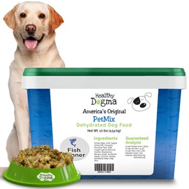 Healthy Dogma - PetMix Dehydrated Dog Food – Fish Dinner with Wild-Caught Alaskan Salmon & Whitefish – Clean Ingredient Dog Food – No Preservatives 10lbs (Bucket)