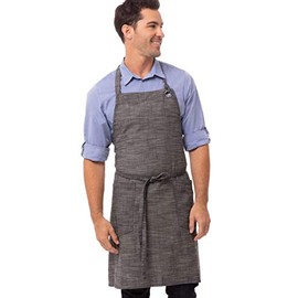 Chef Works Unisex Corvallis Bib Apron, Black/Steel Gray, One Size