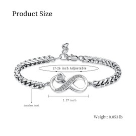 shajwo Infinity Heart Cremation Urn Bracelet for Ashes Jewelry for Women Girls Cremation Link Memorial Bracelet,Silver