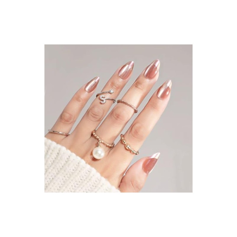 CloudTrip 30 Uñas Postizas Almendradas a Presión - Uñas de