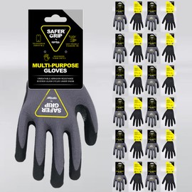 OPNBar Work Gloves with Grip, Nitrile Coated, Touchscreen - SAFER GRIP Brand - X-Large (12-Pack)