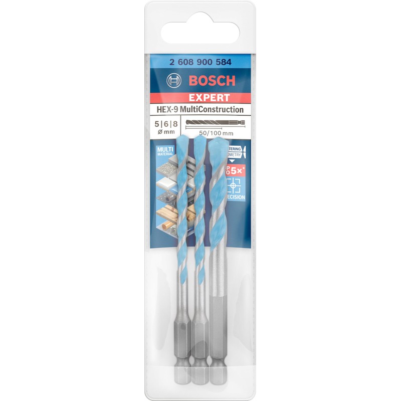 Bosch Professional 3 x Expert HEX-9 MultiConstruction Drill Bit Set