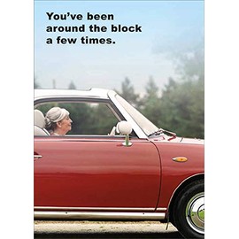 RSVP Birthday Card for Her - Around The Block : Woman Driving Car Funny/Humorous