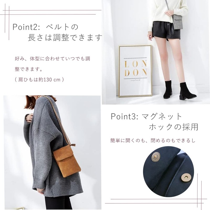 ThreeSix Women's Smartphone Pouch, Shoulder Bag, Smartphone Pochette, Portable Pouch,