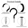 TAOBWN 20pcs Black Carbon Steel Multipurpose Screw in Hooks, 2.9