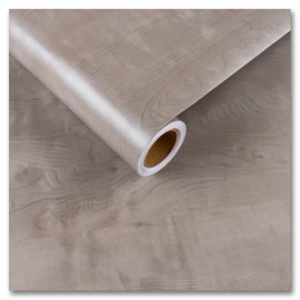 CRE8TIVE Glossy Grey Brown Wood Wallpaper Peel and Stick Countertops Light Wood Contact Paper for Cabinets Faux Wood Removable Wallpaper Self Adhesive Wood Grain Vinyl Wrap for Kitchen Shelves 12"x80"