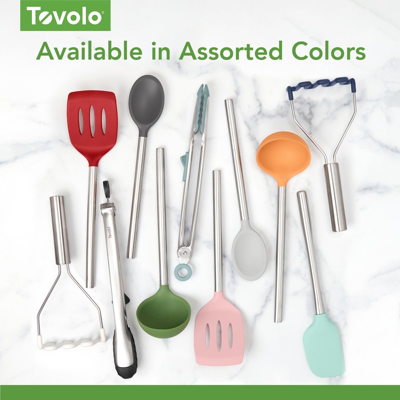 Tovolo Silicone Mixing Spoon With Stainless Steel Handle, Scratch-Resistant &