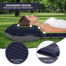 PACOONE Extra Thick 4 Inch Camping Sleeping Pad, Splicable Ultralight Sleeping Pad with Pillow, Built-in Foot Pump, Lightweight Sleeping Mat for Camping Backpacking, Hiking, Tent