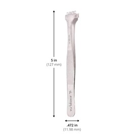 Excelta Wafer Tweezers for 4" Wafers, 5" Fingered Paddle with Guide Pin, Anti-Magnetic Stainless Steel, Features Serrated Handles for Better Control, Intermediate