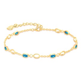 RIVIKO Dec Birthstone Bracelets for Women,925 Sterling Silver Gold Plated Dainty Women Charm Link Bracelet,Anniversary Jewelry Valentines Christmas Day Birthday Gifts for Her Mom Wife Friend Lady