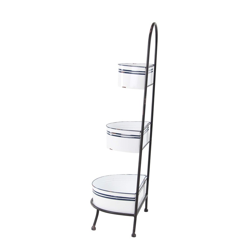 Deco 79 Farmhouse Three-Tiered Display Stand, 10"W x 38"H, Black,