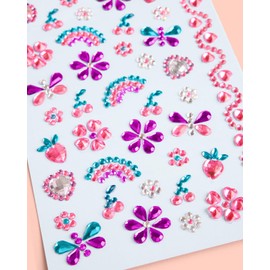 xo, Fetti Kids Face Gems, Pink, Purple + Blue - 38 pcs. | Cute Butterfly Face Stickers, Heart Birthday Rhinestone Accessory, Rainbow Decorations, Flower Supplies