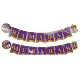 Purple Ramadan Mubarak decor/purple and Gold Banner Ramadan Mubarak Banner/surprise party decorations DIY necessary
