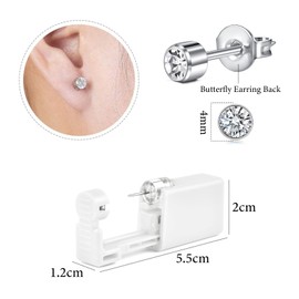 WillTen 2Pcs Ear Piercing Kit Ear Piercing Gun, Disposable Ear Piercing Kit Silver with Built-in Diamond Stud, Piercing Gun Ear Piercing Kit Gun Piercing Kit Self Piercing Kit Disposable Piercing Gun