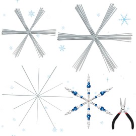 Hestya Pack of 32 Wire Stars for Pearl Stars, Wire Stars, Blanks with Needle-Nose Pliers, 9.5 cm, 11.5 cm, Wire Snowflakes, Christmas Decoration for Yourself, Craft Set for Adults, Christmas Tree