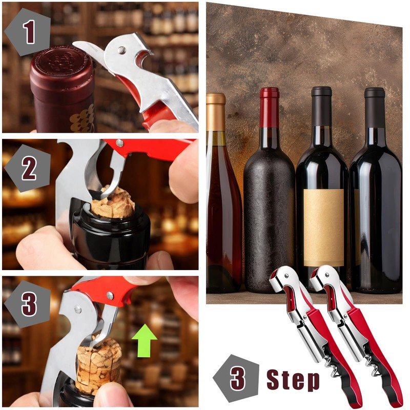 12 Pieces Professional Waiter Corkscrew Wine Openers,Black Wine Keys Opener