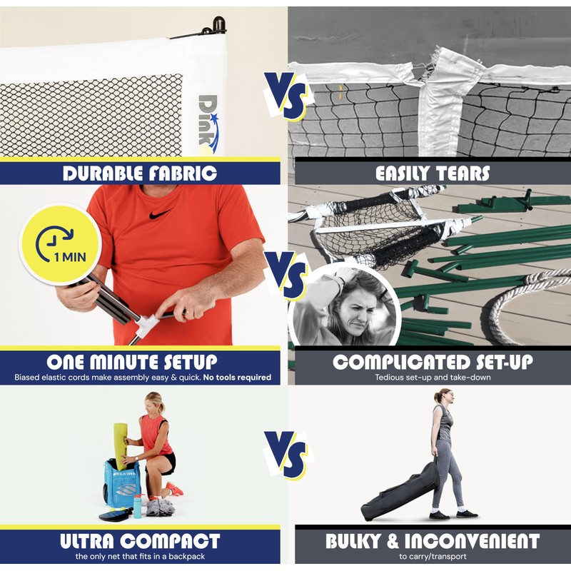 Pickleball Net System Lightweight Collapsible Frame and Portable Carry Bag