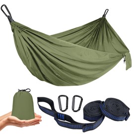 Ultralight Outdoor Hammock 300 kg Load Capacity Travel Hammock Camping Breathable Quick-Drying Portable Parachute Nylon Hammock for Backpacking, Hiking, Garden