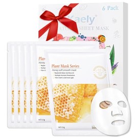 Kaely Paquete De 6 Mascarillas Faciales De Miel, Mascarillas Faciales Hidratantes Y Suavizantes Para Mujeres Y Hombres, Mascarilla Facial Coreana...  
