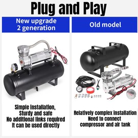 ZHSYMX 200PSI Heavy Duty Air Suspension On Board Air Compressor with 2 Gallon Tank (Integrated type) for Truck/Air Horns/Suspension/Air Locker