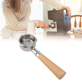 Pssopp 58mm Bottomless Portafilter, 3 Ears Design Portafilter with Solid Wood Handle for Coffee Machines ( Beech)