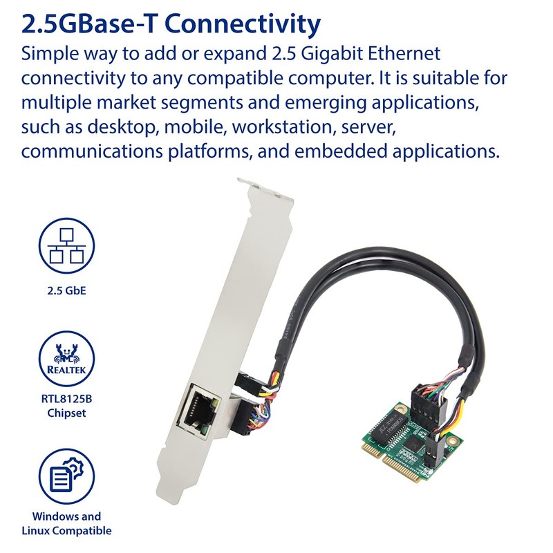 IO CREST 2.5 Gigabit Ethernet Mini PCI-E Network Controller Card