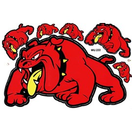 1 Sheet - Bulldog Dog Red Sticker Motorsport Motocross Car Scooter Tuning Sticker Film 1 Sheet 270 mm x 180 mm Weatherproof or also for Model Making