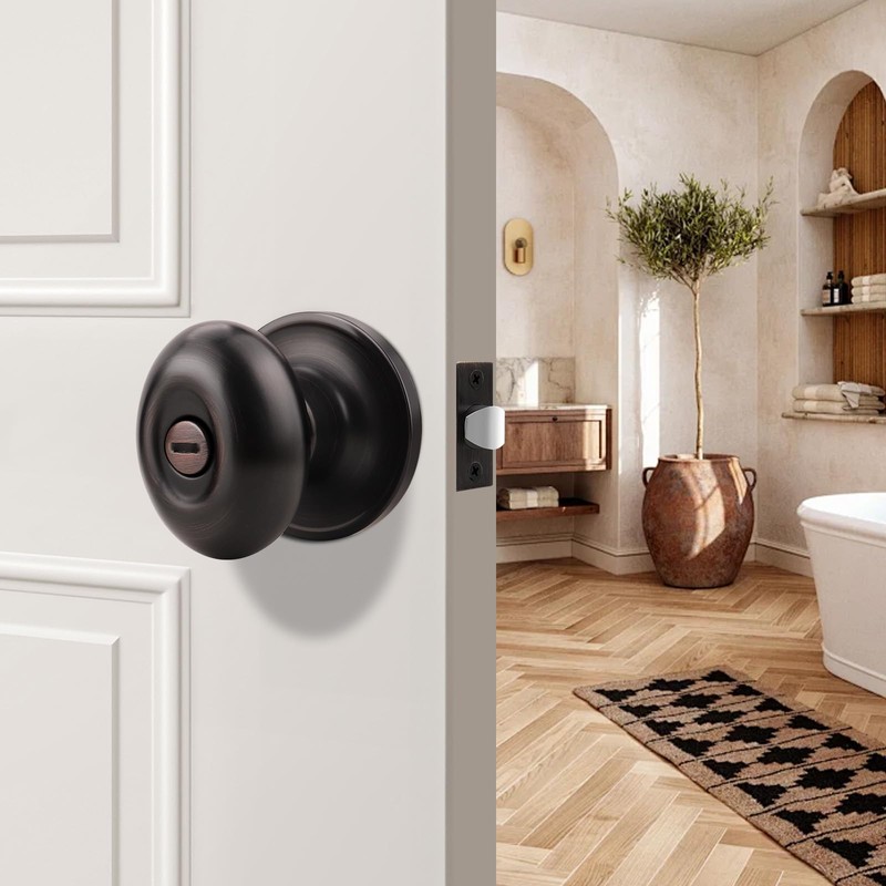 Gobrico 10 Pack Oval Privacy Door Knobs with Oil Rubbed