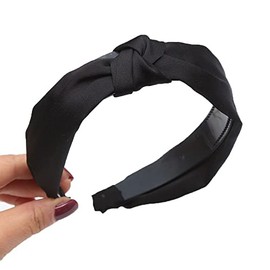 Wide Top Knot Hair Bands for Women,Black Cloth Headband Hair Hoop Accessories for Women