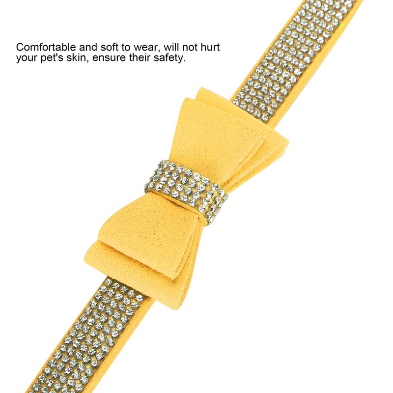 Adjustable Microfiber Double Bowknot Crystal Sparkle Rhinestone Cat Collar Pet