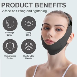 MKVZIYE V Face Masks, V-Shaped Chin Face Tightening Band, Suitable for All Face Shapes, Black