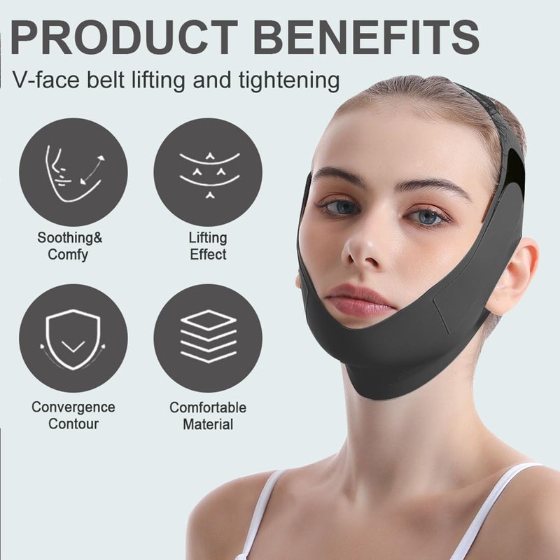 MKVZIYE V Face Masks, V-Shaped Chin Face Tightening Band, Suitable